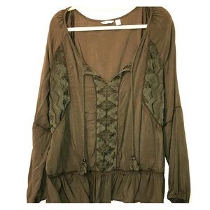 Dark green long sleeve blouse